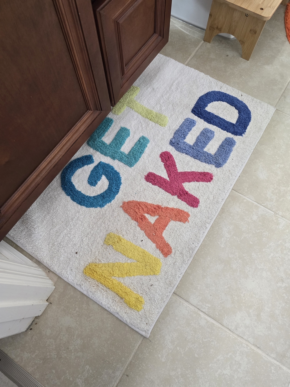 Multicolor 'Get Naked' Bath Mat - White Background